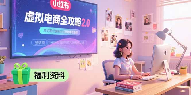 虚拟电商全攻略2.0,开店选品实操流程,账号定位、货源发布、笔记发布技巧-镰火网