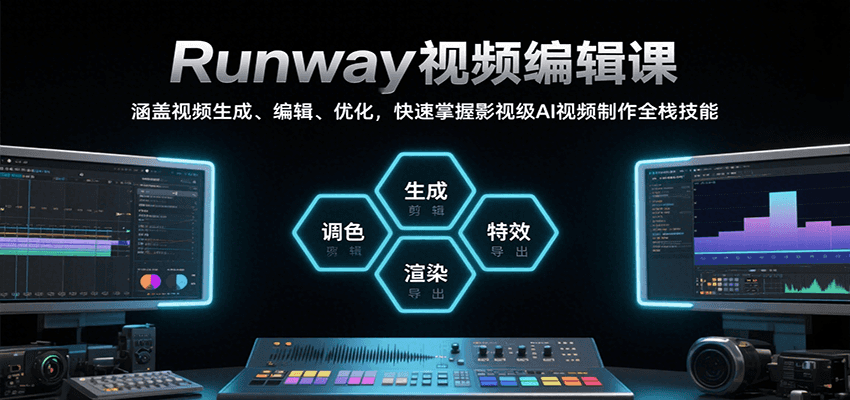 Runway视频编辑课,涵盖视频生成、编辑、优化,快速掌握影视级AI视频制作全栈技能-镰火网