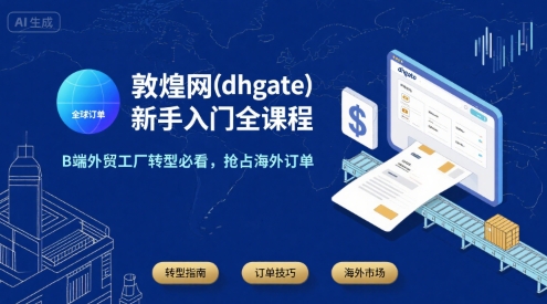 敦煌网(dhgate)新手入门全课程,B端外贸工厂转型必看,抢占海外订单-镰火网