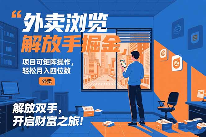 外卖浏览掘金项目 可矩阵操作 轻松日入500+-镰火网