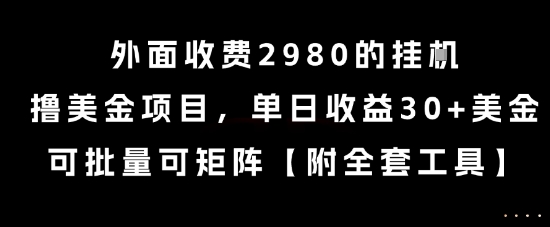 外面收费2980的挂G撸美金项目,单日收益30+美金,可批量可矩阵【揭秘】