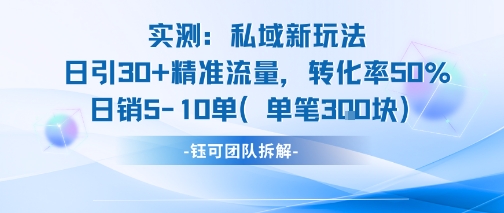 实测私域新玩法日引30加精准流量转化率50%日销5-10单每笔3张-镰火网