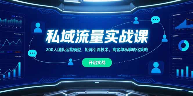 私域流量实战课，200人团队运营模型，矩阵引流技术，高客单私聊转化策略-镰火网