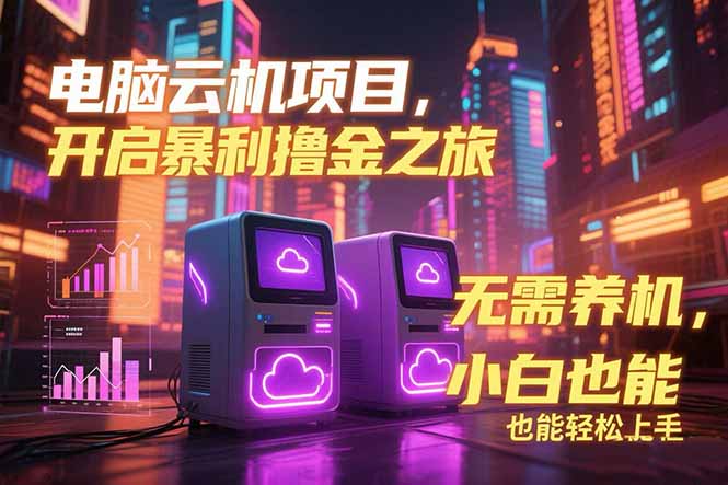 电脑云机项目 暴力撸金玩法,不需要养机 配置没有要求 单机100个窗口一…-镰火网