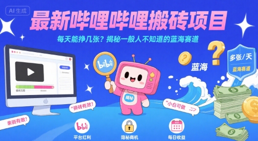 最新哔哩哔哩上B站搬砖项目,每天能挣几张?揭秘一般人不知道的蓝海赛道-镰火网