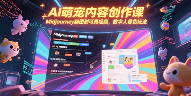 AI萌宠内容创作课,Midjourney制图到可灵视频,数字人带货玩法-镰火网
