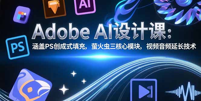 Adobe AI设计课:涵盖PS创成式填充,萤火虫三核心模块,视频音频延长技术-镰火网