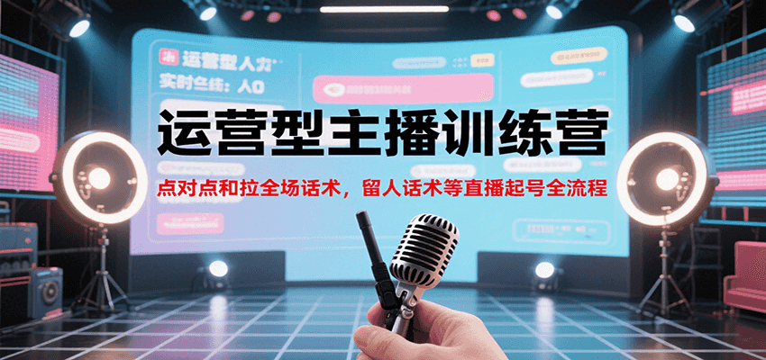 运营型主播训练营,点对点和拉全场话术,留人话术等直播起号全流程(更新7月)-镰火网