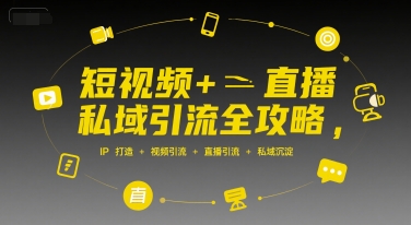 短视频+直播私域引流全攻略，IP打造 +视频引流 +直播引流 +私域沉淀-镰火网