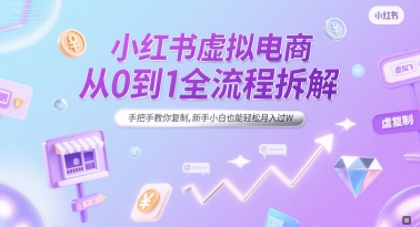 小红书虚拟电商从0到1全流程拆解，手把手教你复制，新手小白也能轻松月入过W-镰火网