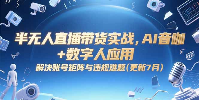 半无人直播带货实战,AI音咖+数字人应用 解决账号矩阵与违规难题(更新7月-镰火网