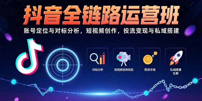 抖音全链路运营班:账号定位与对标分析,短视频创作,投流变现与私域搭建-镰火网