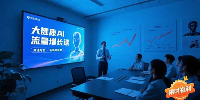 大健康AI流量增长课8.0,赛道定位方法论,AI数字人内容生产,私域转化运营-镰火网