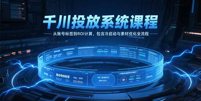 千川投放系统课程，从账号标签到ROI计算，包含冷启动与素材优化全流程-镰火网