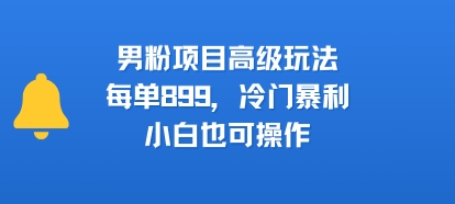 男粉项目高级玩法，每单899，冷门暴利，小白也可操作-镰火网