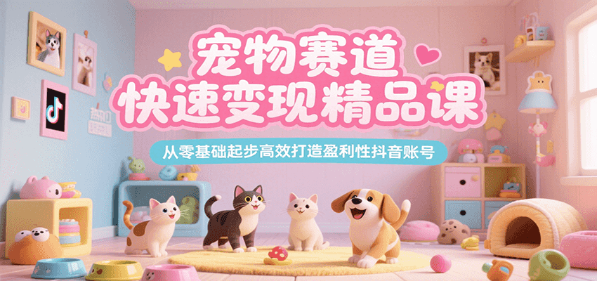 宠物赛道快速变现精品课,从零基础起步高效打造盈利性抖音账号-镰火网