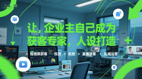 让企业主自己成为获客专家,人设打造+短视频获客+投放+直播获客+私域运营-镰火网