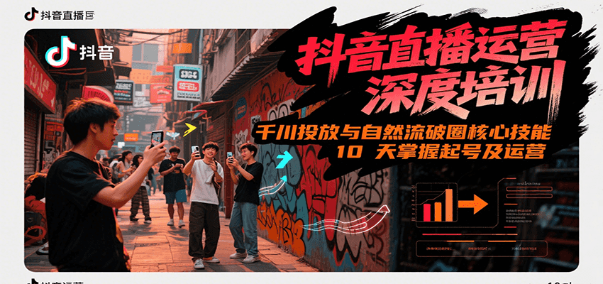 抖音直播运营深度培训，千川投放与自然流核心技能，10天掌握起号及运营(6-7月新课)-镰火网