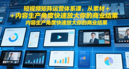 短视频矩阵运营体系课,从素材+内容生产角度快速放大你的商业结果-镰火网