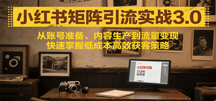 小红书矩阵引流3.0,从账号准备、内容生产到流量变现,快速掌握低成本高效获客策略-镰火网