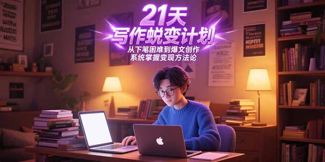 21天写作蜕变计划，从下笔困难到爆文创作，系统掌握变现方法论-镰火网