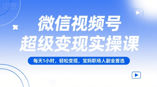 微信视频号超级变现实操课，每天1小时，轻松变现，宝妈职场人副业首选-镰火网