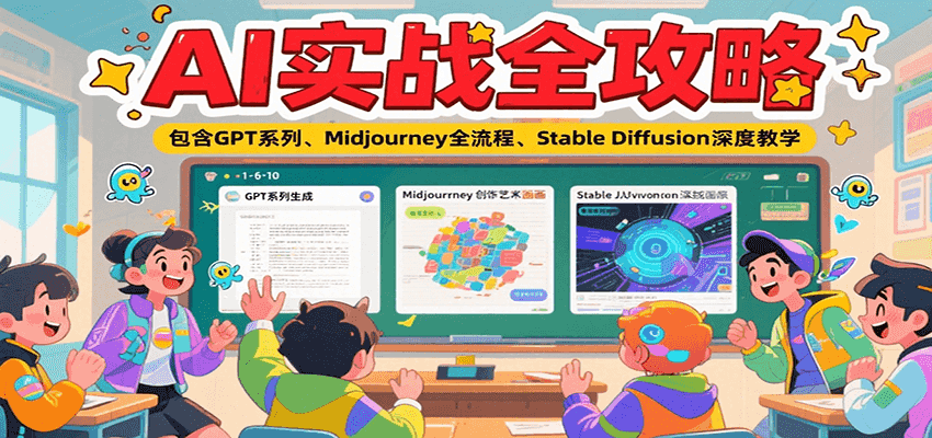 AI实战全攻略,包含GPT系列、Midjourney全流程、Stable Diffusion深度教学-镰火网