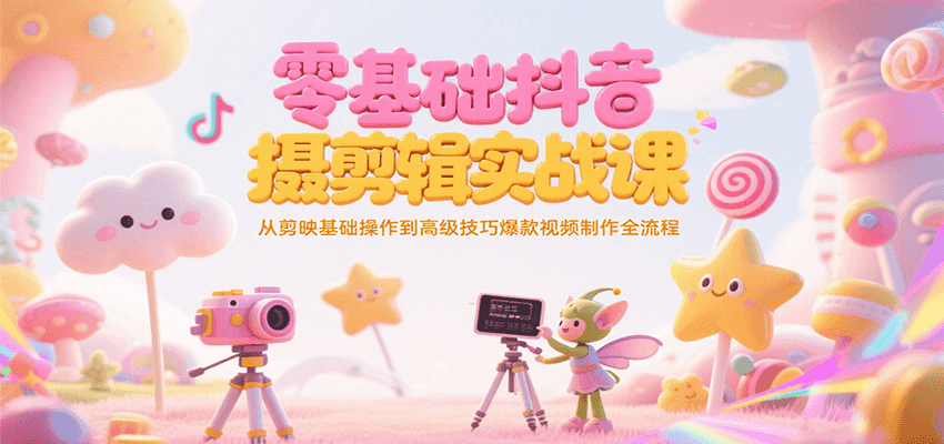 零基础抖音短视频拍摄剪辑实战课，从剪映基础操作到高级技巧爆款视频制作全流程-镰火网