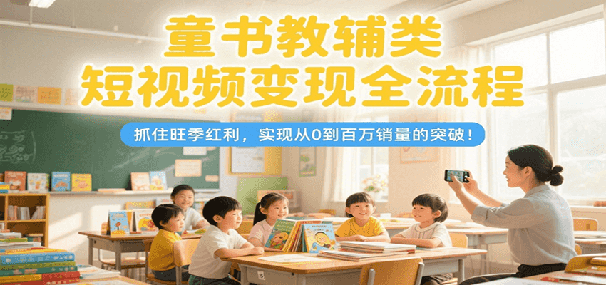 童书教辅类短视频变现全流程,抓住旺季红利,实现从0到百万销量的突破!-镰火网