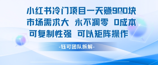小红书冷门项目一天收益9张，市场需求大，0成本，可复制性强可以矩阵操作-镰火网